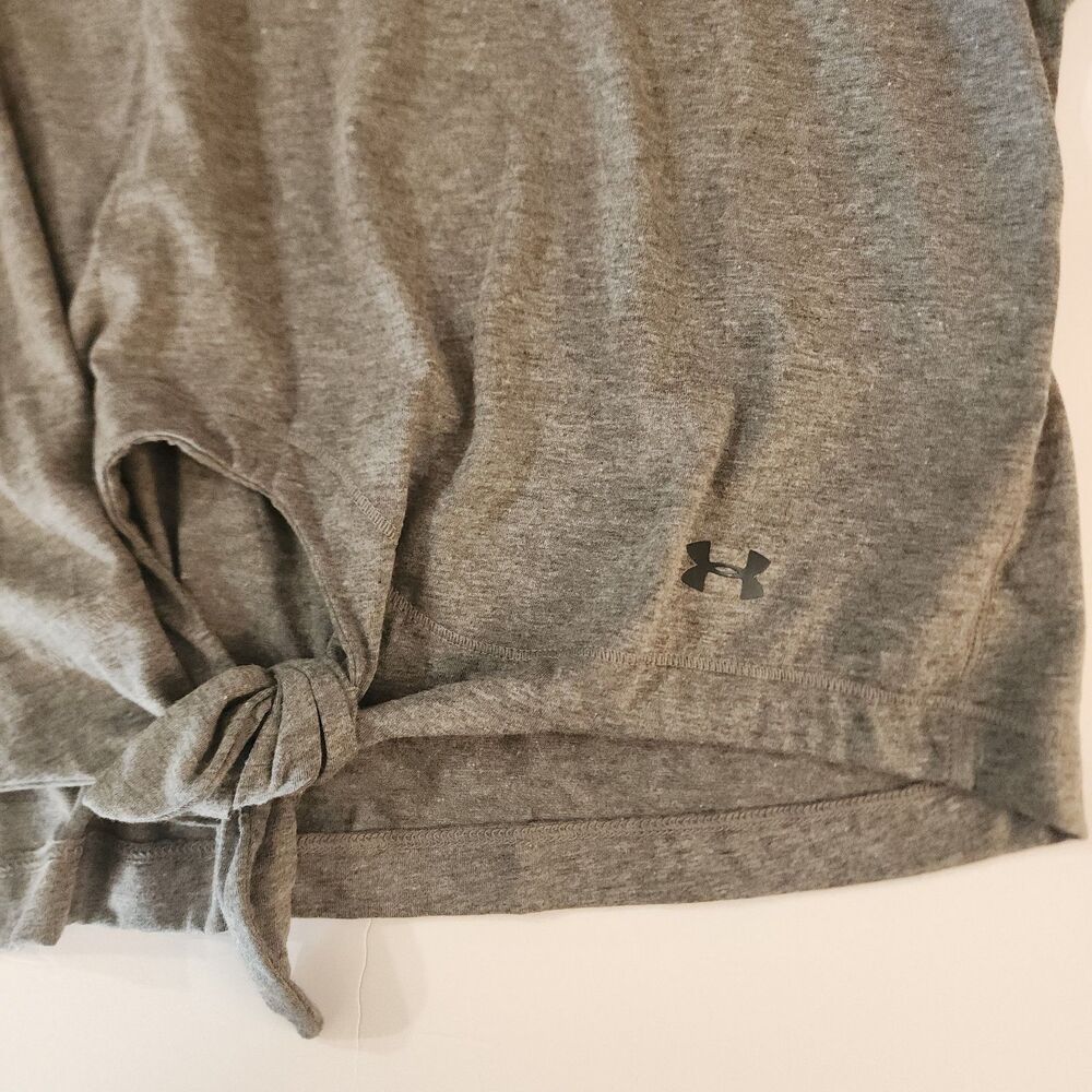 A45 Under Armour Front-Tie Cropped / Peek Hole T-Shirt - Charcoal Grey - NWT -XL - Picture 4 of 6